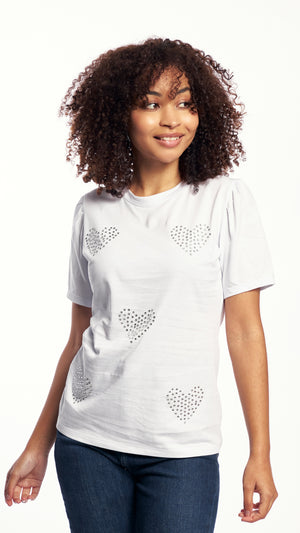 Tshirt basico de Strass con corazones